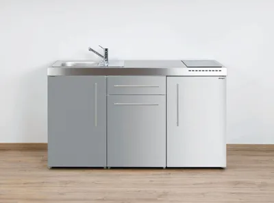 Produktbild von Stengel Miniküche Premiumline MP 150 Edelstahl mit Kühlschrank und Induktionskochfeld