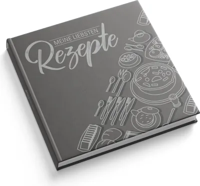 Produktbild von itenga Rezeptbuch Grau "Meine liebsten Rezepte" Kochbuch 88 Seiten 21x21cm