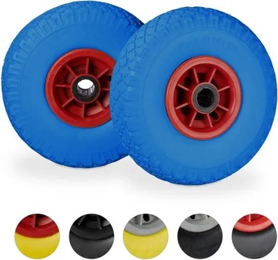 Produktbild von 2 Stück Schubkarrenräder Vollgummi pannensicher luftlos mit Kugellagern Ø 26,5 cm
