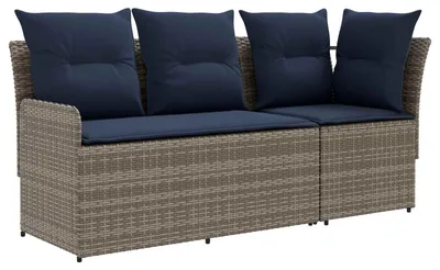 Image de vidaXL Ensemble de salon de jardin avec canapé d'angle (2 pièces) Gris et bleu marine