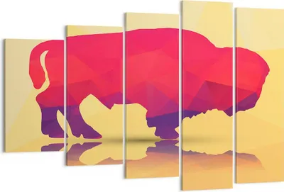 Produktbild von Bild auf Leinwand - Leinwandbild - Bison Illustration Bunt Grafik - 150x100cm - Wand Bild - Wanddeko - Leinwanddruck - Bilder - Kunstdruck - Leinwand bilder - Wandkunst - EG150x100-2812