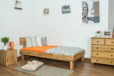 Produktbild von Eiche Holzbett 90 x 200 cm geölt