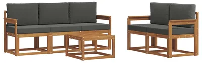 Produktbild von vidaXL Outdoor-Sofagarnitur mit Kissen 6 pcs Natur und Anthrazit