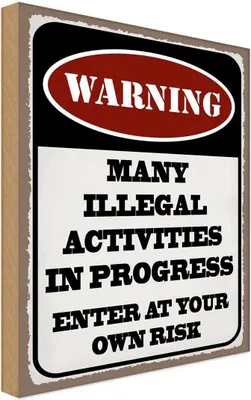 Produktbild von vianmo Holzschild 30x20 cm Warning many illegal activities Warnschild Hinweisschild