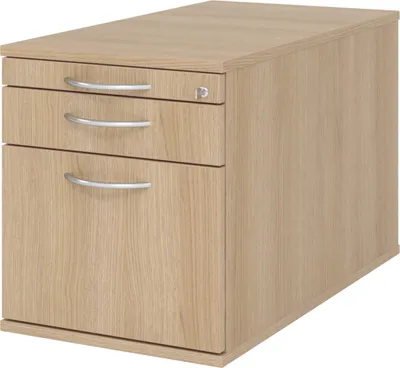 Produktbild von bümö office Rollcontainer - mit Hängeregistratur - Nachbildung: Eiche, Griff: Bogengriff (Metall)