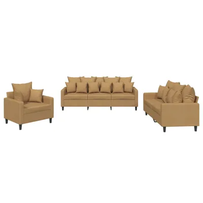 Image de vidaXL Ensemble de canapés 3 pièces avec coussins Marron Velours