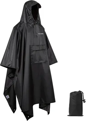 Produktbild von Wasserdichter Regenponcho, leichte Regenjacken, uni Regenmantel aus EVA mit Kapuze, multifunktionale, wiederverwendbare Regenjacke für Wandern und Camping
