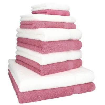 Produktbild von Betz 10-tlg. Handtuch-Set PREMIUM CLASSIC 2 Duschtücher 4 Handtücher 2 Gästetücher 2 Seiftücher  Farbe: altrosa & weiß