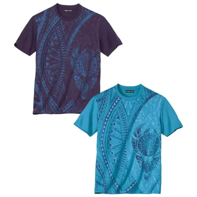 Produktbild von Atlas For Men - T-Shirt für Herren (2er-Pack) AF265 (4XL) (Violett/Türkis)