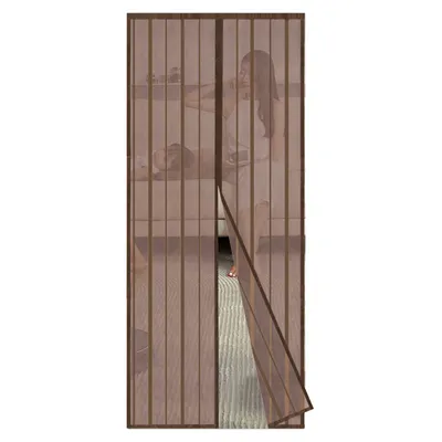 Produktbild von Sekey Fliegengitter tür 110 x 220 cm Magnet  Balkontür Insektenschutz ohne bohren  Klebemontage  für Holz, Eisen, Aluminium Türen Braun