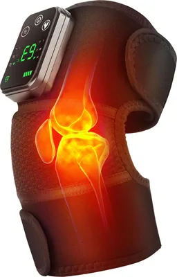 Produktbild von Kniemassagegerät mit Vibration, beheizte Kniebandage, beheizte Schulterbandage für Knie und Ellenbogen, Heizkissen mit 3 Heizstufen, 3 Massagemodi