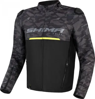 Produktbild von SHIMA Drift Camo Motorrad Textiljacke, grau/schwarz/gelb, XL