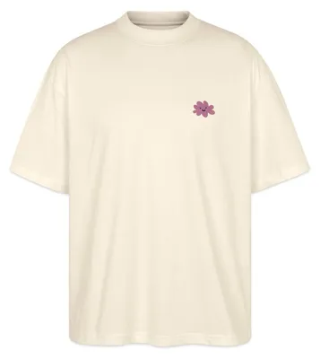 Produktbild von Spreadshirt Fröhliche Rosa Blume Mit Lächelndem Gesicht Oversize Uni T-Shirt, XXL, Natur