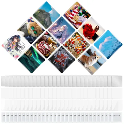 Produktbild von 100er-Set quadratische Button-Bastelteile - 5 x 5 cm - Zubehör für Buttonmaschine - DIY-Ansteckbuttons