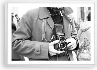 Produktbild von Gerahmtes Poster - Weißer Rahmen - Die Kamera Retro Vintage - 70x50 cm - Wand Bild - Wanddeko - Wandbilder - Kunstposter - Wandposter - Bilderrahmen - Bilder - Kunstdruck - P2WAA70x50-5009