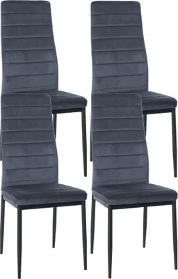 Produktbild von CLP 4er Set Esszimmerstühle Mayfair gepolstert mit Metallgestell hellgrau Material Samt
