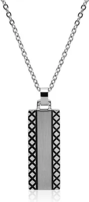 Produktbild von Edelstahl Kette mit rechteckigem Anhänger, 45 cm Länge