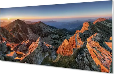 Produktbild von Glasbilder 100x50 Wandkunst berg Sonnenuntergang