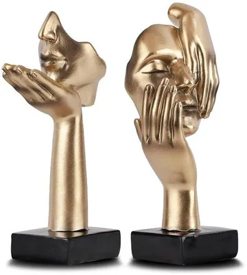 Obrázek produktu pro Abstraktní umění, socha, černá a zlatá, 16 cm
