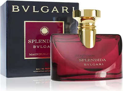 A perfume bottle and its box are displayed.