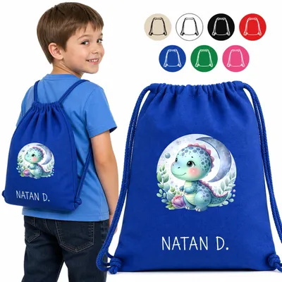 Obrázok produktu pre Taška Na Šport – Modrý Dinosaur Pod Mesiačikom