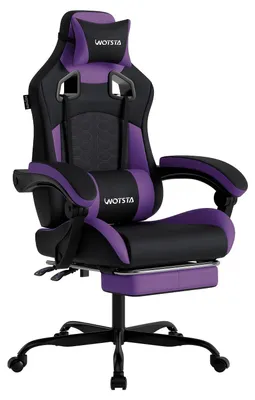 Obrázek produktu pro Ergonomická herní židle – kancelářská židle – nastavitelná opěrka zad a podnožka – černá a fialová