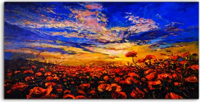 Produktbild von Coloray Canvas 120x60  Wandbild Leinwand Bilder Blume wiese bunte Himmel Landschafts