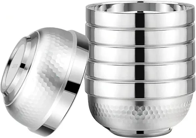 Obrázek produktu pro Sada 6 nerezových misek (18/8) – 12,7 cm, s dvojitou stěnou a izolací, na rýži, ovoce, zmrzlinu