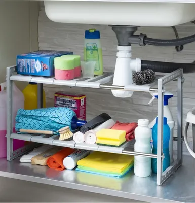 Produktbild von InnovaGoods® Shibblek 2 Regal ausziehbare Spüle Regal, Organisieren Sie Küchenutensilien de, Kompaktes und leichtes Design, Ideal für die Küche