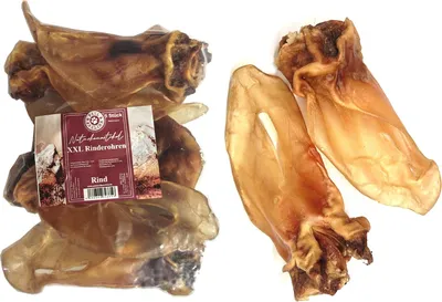 Produktbild von Paul & Paulina Rinderohren XXL luftgetrocknet 5 Stück Naturkauartikel für Hunde