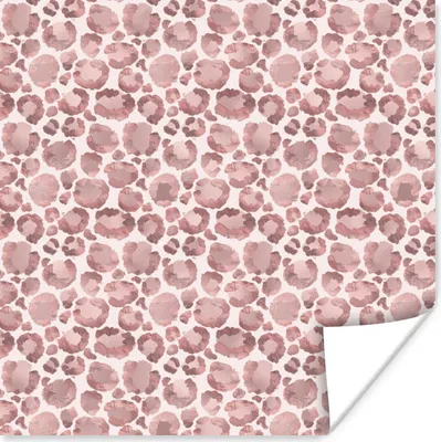 Produktbild von MuchoWow® Poster Pantherdruck - Aquarellfarbe - Rosa 50x50 cm - Wohnzimmerdekoration