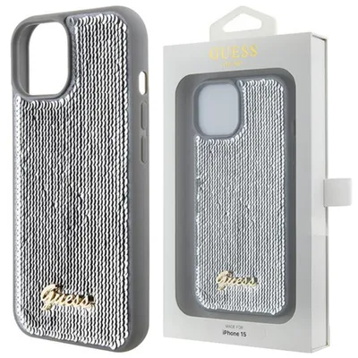 Obrázok produktu pre Guess Sequin Script Metal kryt na iPhone 15 Pro Max (GUHCP15XPSFDGSS) - strieborný