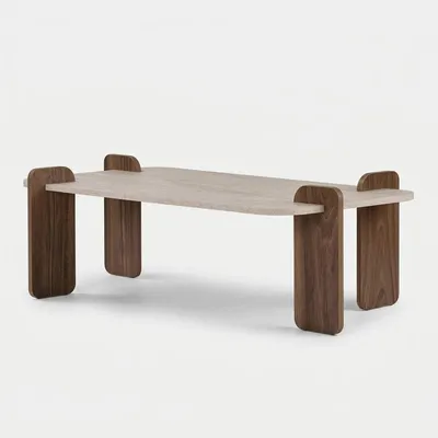Produktbild von Moderner Couchtisch aus Melaminholz Renard - Beige