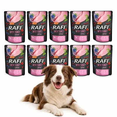 Obrázek produktu pro RAFI Mokré krmivo pro psy 10 × 300 g v kapsičkách – krůtí, Dolina Noteci, productTiles.product.images.aiGenerated