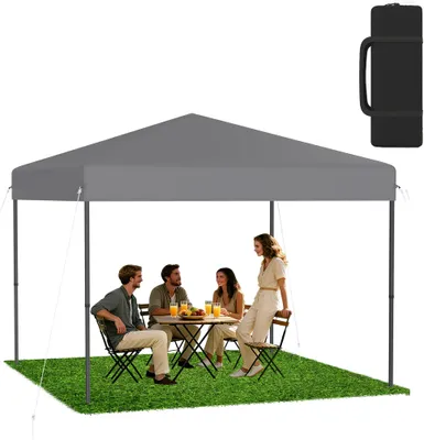Produktbild von XMTECH Faltpavillon Pop-Up Pavillon 3x3 m, Wasserdicht & UV-Schutz, Ein-Knopf-Schnellaufbau, 3-fach höhenverstellbar, Grau (ohne Seitenwände)