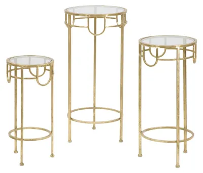 Produktbild von FURNLUX Tv-ständer Set Gold 33cm (3tlg.) / Hauptfarbe: Gold / Abmessungen: 33 x 70 x 33 cm