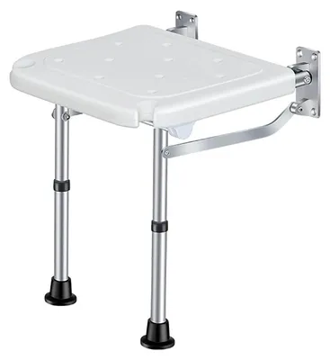 Imagen del producto de Silla de ducha plegable, de montaje en pared, con altura ajustable, capacidad de carga de 180 kg, ideal para personas mayores y personas con discapacidad