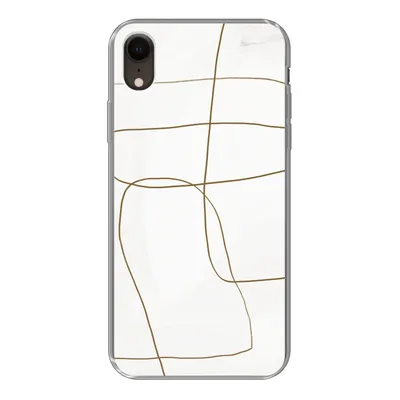 Produktbild von MuchoWow® Handyhülle Schutzhülle Hülle für iPhone XR Kunst - Braun - Weiß - Abstrakt Silikon Softcase Handy Hülle - Schutzdeckel