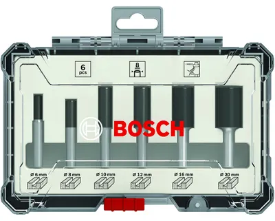 Productafbeelding van Straight cutter set - BOSCH - 2607017466 - 8 mm shank - ?12/16/20 mm - 6 pieces