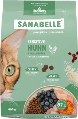 Produktbild von Sanabelle Katzentrockenfutter Adult Sensitive mit Huhn für ernährungssensible Katzen 400 g