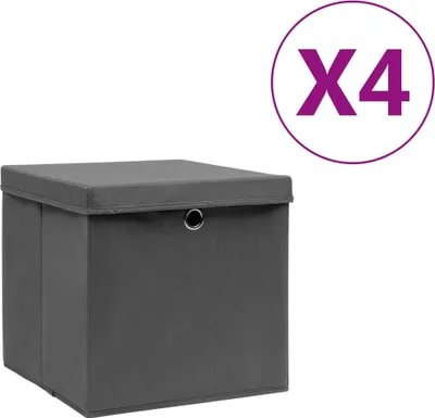 Produktbild von Aufbewahrungsboxen mit Deckeln 4 Stk. 28x28x28 cm Grau