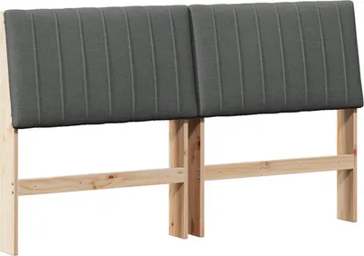 Image de vidaXL Tête de lit rembourrée gris foncé 160 cm Pin massif