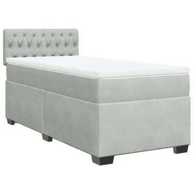Immagine prodotto di vidaXL Letto a molle con materasso grigio chiaro 100x200 cm in velluto