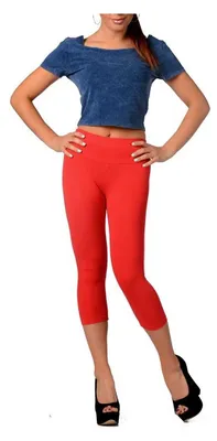 Produktbild von Leggings 3/4  Hoher Bund Baumwolle; Rot L/40