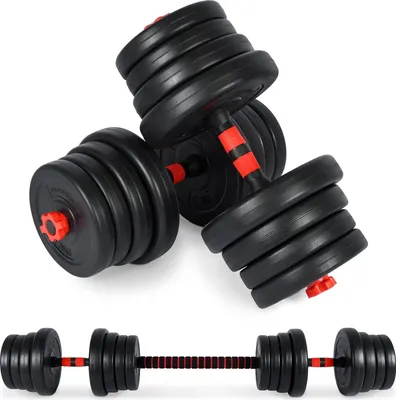 Produktbild von Verstellbares 2-in-1 Hantelset - Kurze und Lange Hanteln für Krafttraining - 20, 30 oder 40 kg
