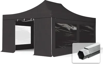 Produktbild von TOOLPORT 4x6m Aluminium Faltpavillon, inkl. 4 Seitenteile, schwarz