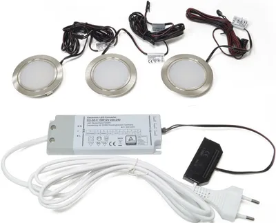 Produktbild von L&S 3-er Set Einbauleuchte Chip Warmweiß 12 V 12 W Rahmenfarbe Edelstahloptik