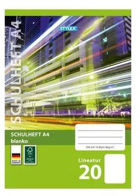 Produktbild von Stylex Schulheft DIN A4, 16 Blatt – Lineatur 20