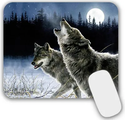 Image de Petit tapis de souris avec motif de loup 24 x 20 cm - Dessous antidérapant & surface en Élasthanne lavable