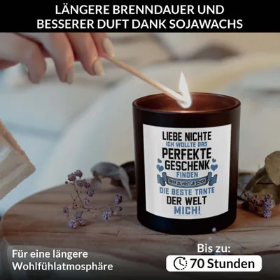 Produktbild von 22Feels Nichte Geschenk von Tante Spruchkerze "Ich Wollte Das Perfekte" Geburtstag Abitur Bachelor Sojawachs Kerze im Glas Handgemacht mit Spruch Duft Deko Vegan Nachhaltig - ZITRUS